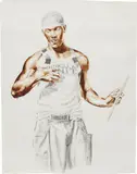 Kehinde Wiley, St. John the Baptist (after Francesco del Cossa's San Petronio Altarpiece), 2005, graphite, gouache on paper