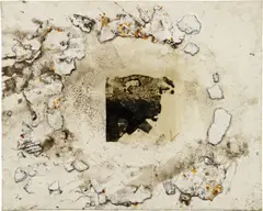 Untitled by Guillem Nadal, 1993, oil, metal and paper on canvas, offered Sep 2015
