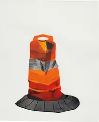 Dirty Orange Cone #11 by Kristin Baker, 2005, acrylic, mixed media on mylar, sold Sep 2015