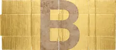 Alphabet (B) by Danh Vō, 2011, gold leaf on unfolded cardboard box, sold Nov 2015