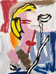 Face by Roy Lichtenstein, 1986, oil, Magna and graphite on canvas, sold Nov 2015
