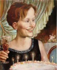 Birthday by John Currin, 1999, oil on canvas, sold Nov 2015