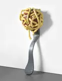 Leaning Fork with Meatball & Spaghetti III by Claes Oldenburg and Coosje van Bruggen, 1994, polyurethane on cast aluminum, sold Nov 2015