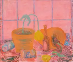 Fucked Up Flowers (Pink Still Life) by Scott Reeder, 2009, oil on linen, sold Nov 2015