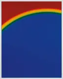 Cory Arcangel, Photoshop CS: 84 by 66 inches, 300 DPI, RGB, square pixels, default gradient "Russell's Rainbow" (turn transparency off), mousedown y=25180 x=15100, mouseup y=1400 x=6400