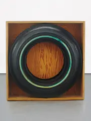 Richard Prince, Untitled, Blue Wall, 1986, rubber tire and plywood