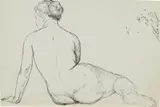 Geliy Korzhev, A Nude from the Back, circa 1980, pen and ink on paper
