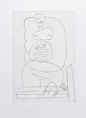 Le Corbusier, Etude de Femme Rouge et Pelote Verte, 1953, copperplate engraving