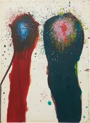Work by Sadamasa Motonaga, 1961, acrylic and oil on paper, laid on board, sold Nov 2015