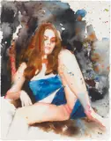 Martin Eder, Untitled (698MEgirl05/05), 2005, watercolor and graphite on handmade paper
