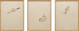 Three works: Untitled by Jean-Michel Basquiat, 1982, oil stick on paper, in 3 parts, sold Nov 2015