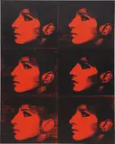 Deborah Kass, Six Red Barbras (Jewish Jackie Series), 1992, synthetic polymer and silkscreen ink on canvas