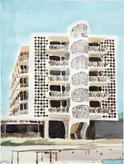 Enoc Perez, Ponce Inter-Continental Hotel, Ponce, Puerto Rico, 2003, watercolor on paper