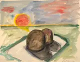 Thomas Schütte, 2 N. Küsse, 1989, watercolor and colored pencil on paper