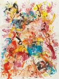 Leo Gabin, Now Wut, 2011, lacquer, spray paint, acrylic and silkscreen on canvas