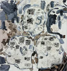 Carter, Untitled (with Abstract Paintings) 2007, #9, 2007, acrylic, graphite and synthetic hair on canvas