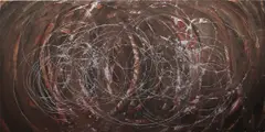 Untitled (triptych) by Aaron Young, 2008, acrylic and burnt rubber on aluminum, sold Nov 2015