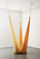 Quarks-Paff by Ernesto Neto, 1998, cumin, cloves and tumeric in polyamide stretch fabric, in three parts, sold Nov 2015