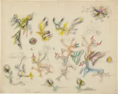 Untitled (a Pajarito) by Roberto Matta, 1940, colored crayon and graphite on paper, offered Nov 2015