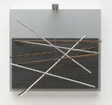 Vibrations Metalliques by Jesús Rafael Soto, 1969, silkscreen on aluminum with metal elements and nylon strings, sold Nov 2015