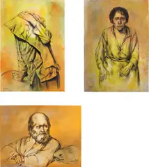 Rafael Coronel, Three works: Untitled, 1960 - 1980, (i) lithograph (ii) charcoal and acrylic on paper (iii) charcoal and acrylic on paper