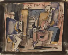 Julio U. Alpuy, Silencio, 1951, ink and watercolor on paper