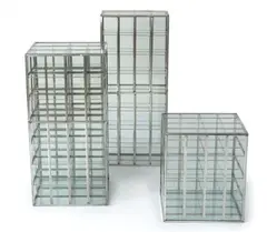 Nicolás Consuegra, Aquí y allá, 2012, metal and glass sculptures, in 3 parts