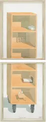Diseño interior by Los Carpinteros, 2003, watercolor on paper, dyptich, sold Nov 2015