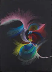 Untitled by Marisol Escobar, 1983, colored pencil on black paper, sold Nov 2015