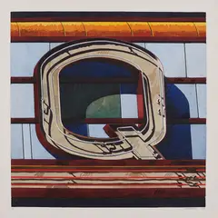 Robert Cottingham, Q, 1987, Watercolor in colors, on wove paper, with full margins,