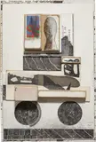 Ray Johnson, Untitled (Postcard with Love Stamp), 1976-90, Mixed media collage with ink, on illustration board, the full sheet,
