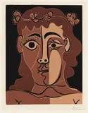 Jeune homme couronné de feuillage (Boy with a Crown of Leaves) by Pablo Picasso, 1962, Linocut in colors, on Arches paper, with full margins,, sold Apr 2015