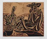 Les Vendangeurs (The Grape Harvesters) by Pablo Picasso, 1959, Linocut in colors, on Arches paper, with full margins,, offered Apr 2015