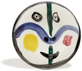 Visage no. 0 (Face no. 0) by Pablo Picasso, 1963, White earthenware plate painted in colors and glazed,, sold Apr 2015