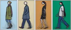 Siân Walking; Jeremy Walking in Coat; Verity Walking; and Kris Walking by Julian Opie, 2010, The complete set of four lenticular acrylic panels, comprised of four color inkjet prints, back mounted and contained in, sold Apr 2015