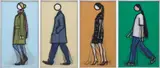 Julian Opie, Siân Walking; Jeremy Walking in Coat; Verity Walking; and Kris Walking
