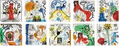 Apocalypse by Keith Haring, 1988, The complete set of 10 screenprints in colors, on Museum Board, the full sheets, with title sheet, colophon and text pag, sold Apr 2015
