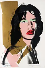 Mick Jagger by Andy Warhol, 1975, Screenprint in colors, on Arches Aquarelle paper, the full sheet,, sold Apr 2015