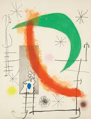 Escalade by Joan Miró, 1969, Etching and aquatint with carborundum in colors, on Arches paper, the full sheet,, sold Apr 2015