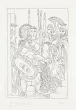 Pablo Picasso, Accord entre les Guerriers de Sparte et d’Athènes, plate 5, from Lysistrata, 1934, Etching, on Arches paper, presumably with full margins,