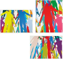 Human Structures #1; #2; and #3 by Jonathan Borofsky, 2006, Three screenprints in colors, on Fabriano Print Satin paper, with full margins,, sold Apr 2015