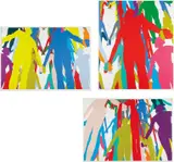 Jonathan Borofsky, Human Structures #1; #2; and #3, 2006, Three screenprints in colors, on Fabriano Print Satin paper, with full margins,