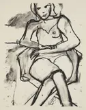 Seated Woman with Crossed Hands by Richard Diebenkorn, 1965, Lithograph, on Rives BFK paper, with full margins,, sold Apr 2015