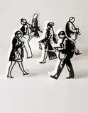 Walking in the City by Julian Opie, 2012, The complete set of six lacquered Axson sculptures with screenprinting,, sold Apr 2015