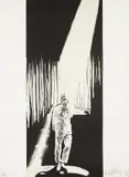 Robert Longo, Untitled (Man in the spotlight), 1986, Lithograph with fine diamond dust, on Lana paper, the full sheet,