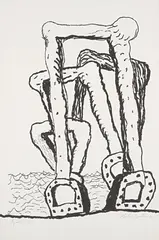 Group by Philip Guston, 1980, Lithograph, on Arches 88 paper, the full sheet,, sold Apr 2015