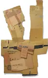 Robert Rauschenberg, Cardbird II, from Cardbird Series, 1971, Collage print with tape, steel staples, photo offset lithograph, and screenprint in colours, on corrugated cardboard