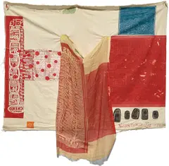 Switchboard by Robert Rauschenberg, 1974, Relief and intaglio in colors with collage, on fabric, the full sheet,, sold Apr 2015