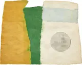 Robert Rauschenberg, Vale State, from Pages and Fuses, 1974, Screenprint in colors, on tissue laminated to irregularly shaped handmade pulp paper with pigment, the full sheet,
