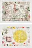 Tal R, Untitled; and Untitled, from Slow Train Fast Arrival, 2006, Two etchings in colors, on wove paper, with full margins,